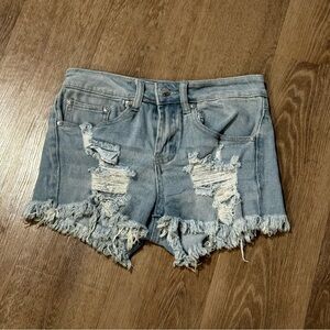 Almost Famous Light Blue Distressed Jean Shorts